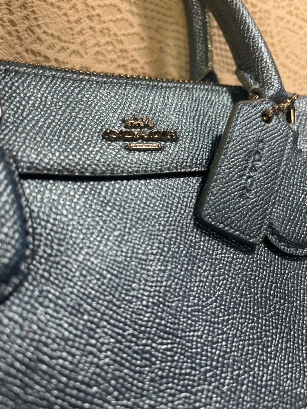 Metallic Blue Women's Satchel Handbag